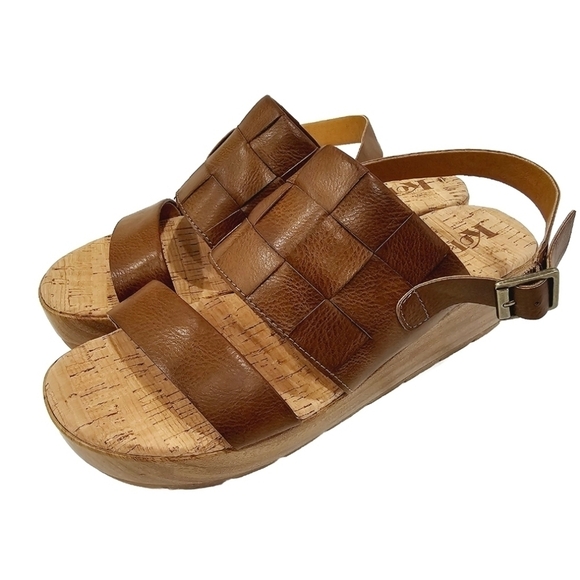 NEW Korks By Korkease Fraya Brown Vegan Leather Platform Sandals - Picture 1 of 4